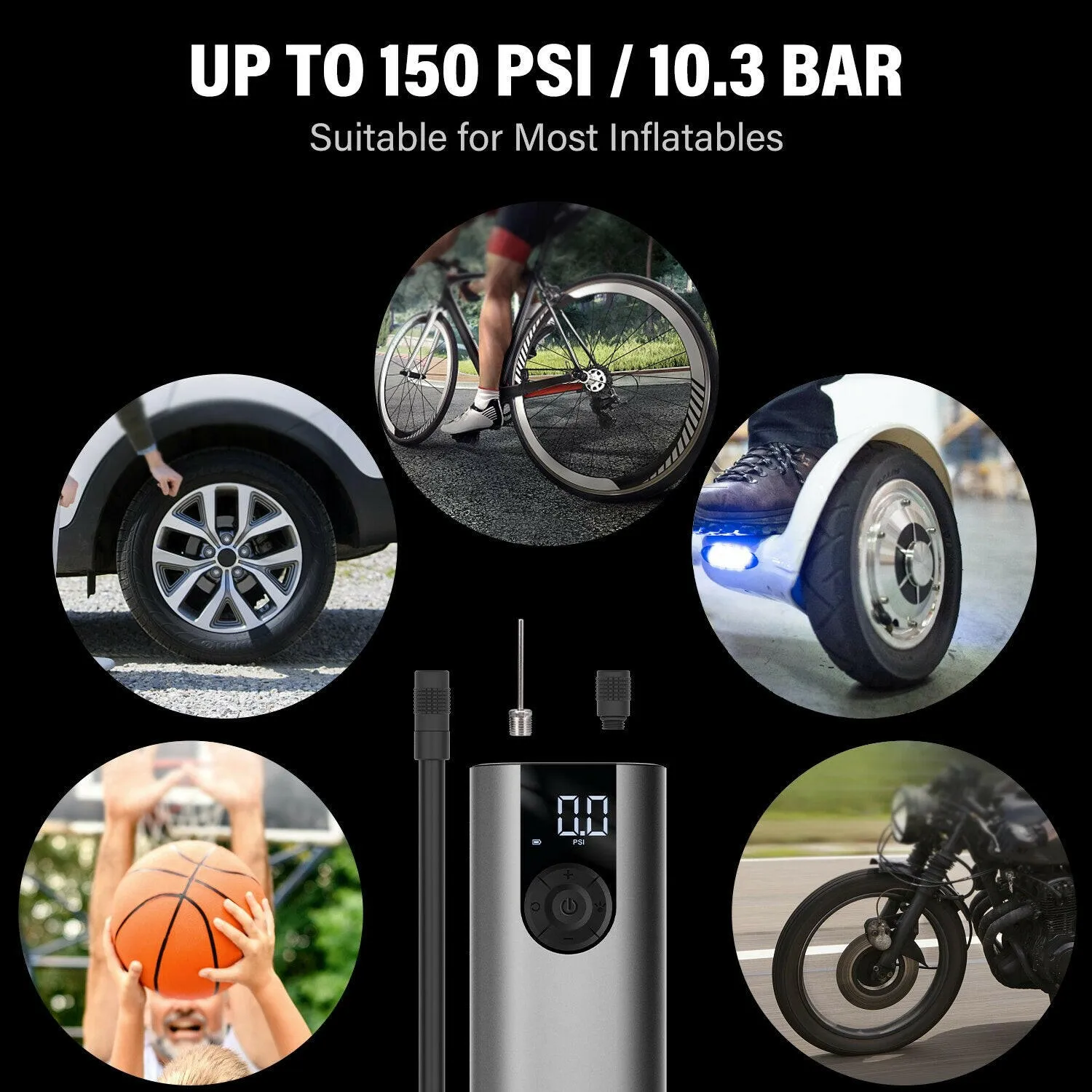 CYCPLUS A8 Portable Bicycle Tire Pump Bike Inflator Electric  Air Compressor High Pressure Rechargeable Battery for Car Balls