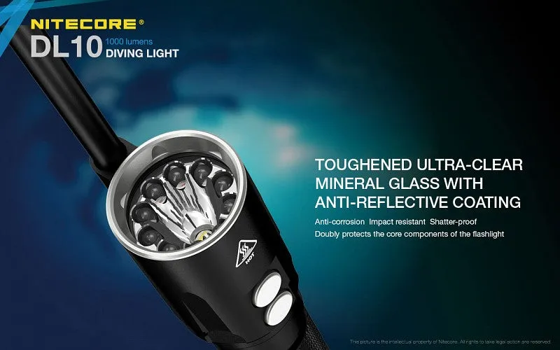 Nitecore DL10 Diving light with NL1826R 2600mAh USB Rechargeable 18650 Battery
